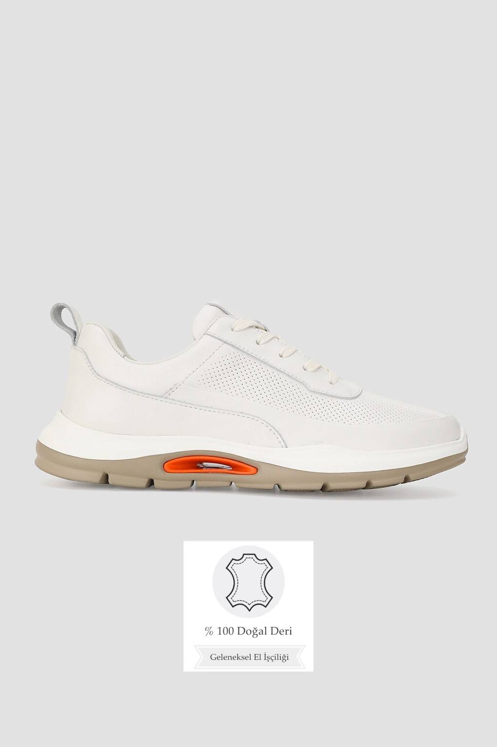 ERKEK BEYAZ HAKİKİ DERİ EVA TABAN BAĞCIKLI SNEAKER AYAKKABI