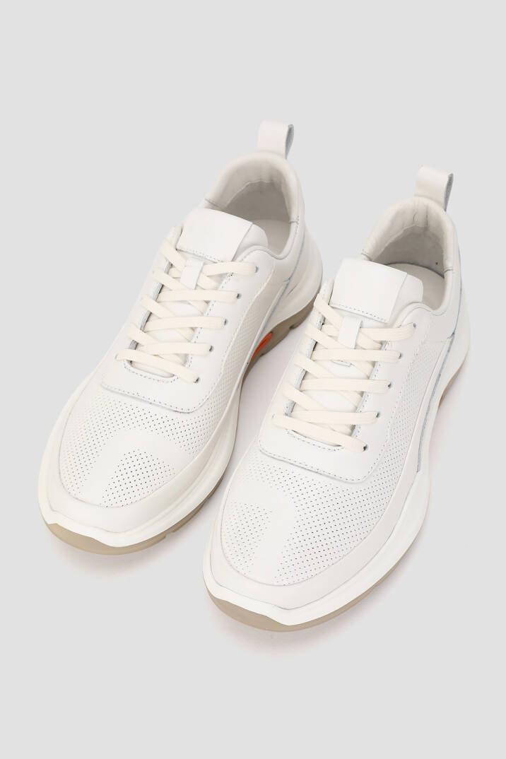 ERKEK BEYAZ HAKİKİ DERİ EVA TABAN BAĞCIKLI SNEAKER AYAKKABI - 2
