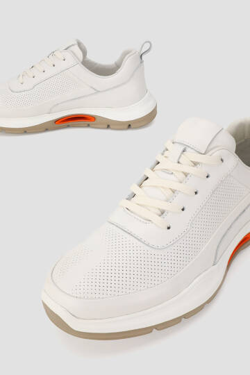 ERKEK BEYAZ HAKİKİ DERİ EVA TABAN BAĞCIKLI SNEAKER AYAKKABI - 3