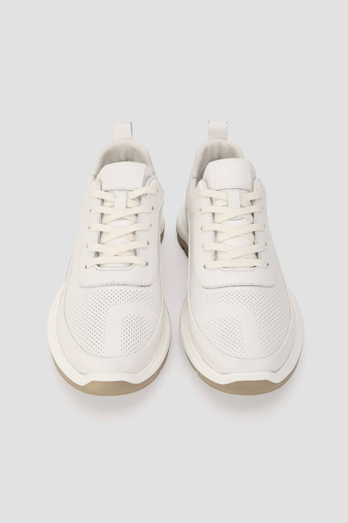 ERKEK BEYAZ HAKİKİ DERİ EVA TABAN BAĞCIKLI SNEAKER AYAKKABI - 4