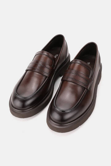ERKEK KAHVERENGİ HAKİKİ DOĞAL DERİ EVA TABAN 39-45 NUMARA LOAFER AYAKKABI - 2