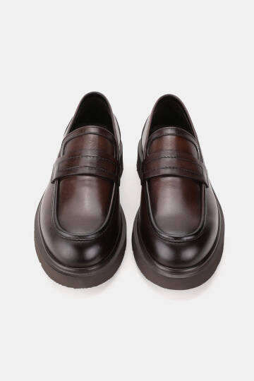 ERKEK KAHVERENGİ HAKİKİ DOĞAL DERİ EVA TABAN 39-45 NUMARA LOAFER AYAKKABI - 4
