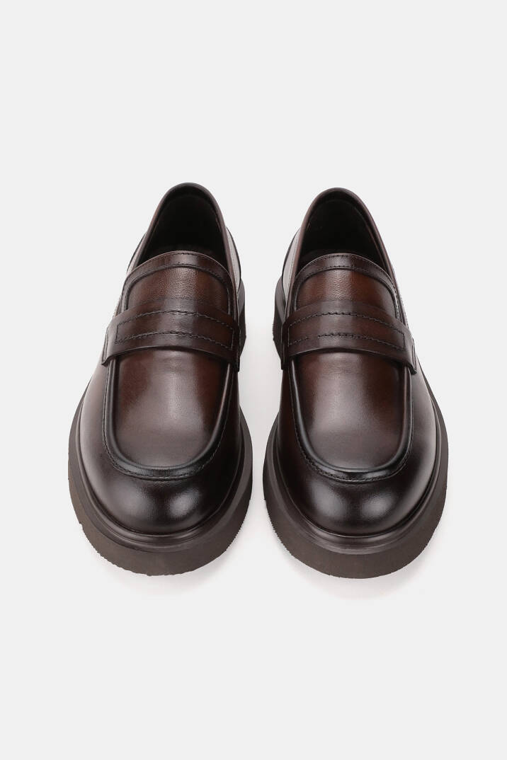 ERKEK KAHVERENGİ HAKİKİ DOĞAL DERİ EVA TABAN 39-45 NUMARA LOAFER AYAKKABI - 4
