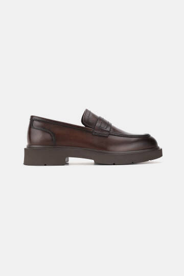 ERKEK KAHVERENGİ HAKİKİ DOĞAL DERİ EVA TABAN 39-45 NUMARA LOAFER AYAKKABI - 5