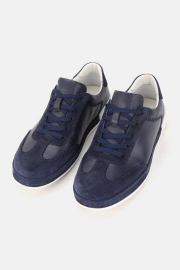 ERKEK LACİVERT SÜET HAKİKİ DOĞAL DERİ SNEAKER AYAKKABI - 2