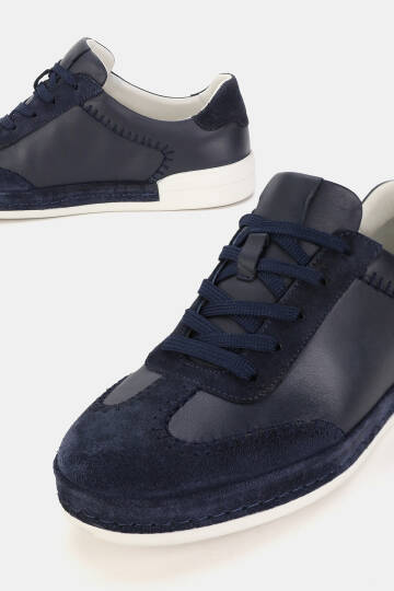 ERKEK LACİVERT SÜET HAKİKİ DOĞAL DERİ SNEAKER AYAKKABI - 3