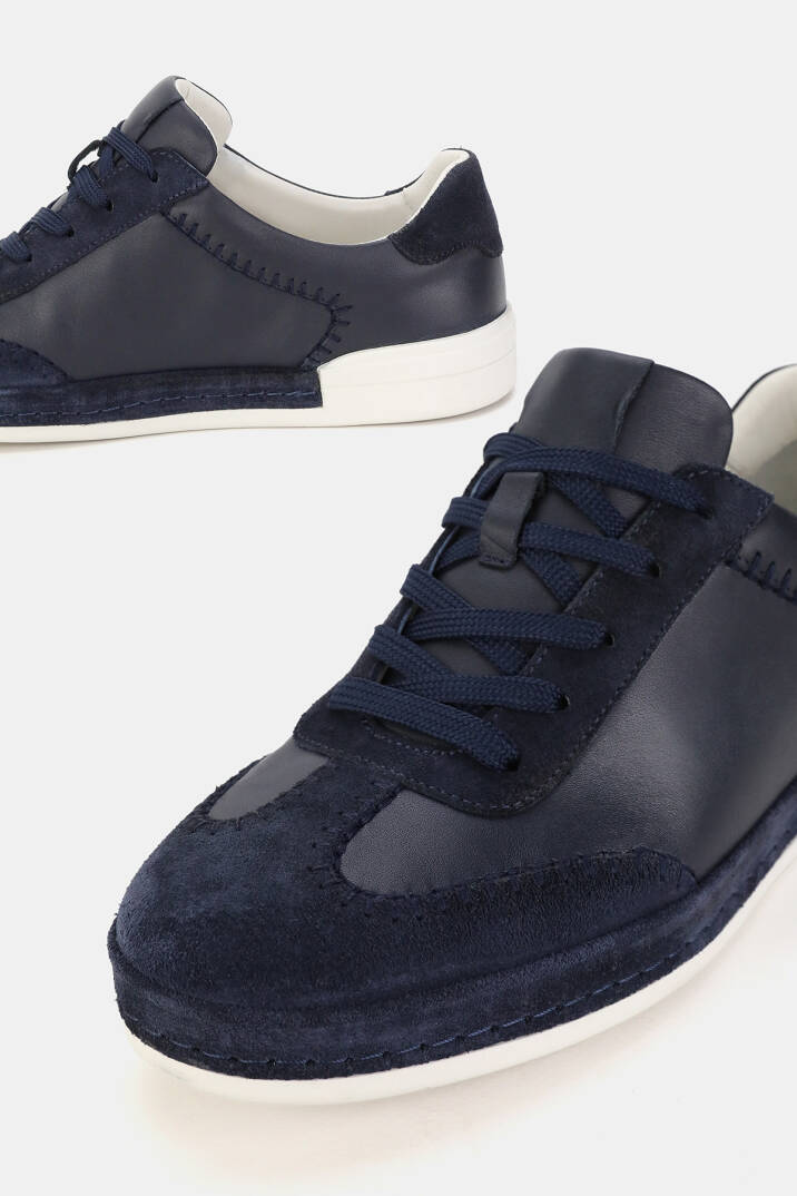 ERKEK LACİVERT SÜET HAKİKİ DOĞAL DERİ SNEAKER AYAKKABI - 3