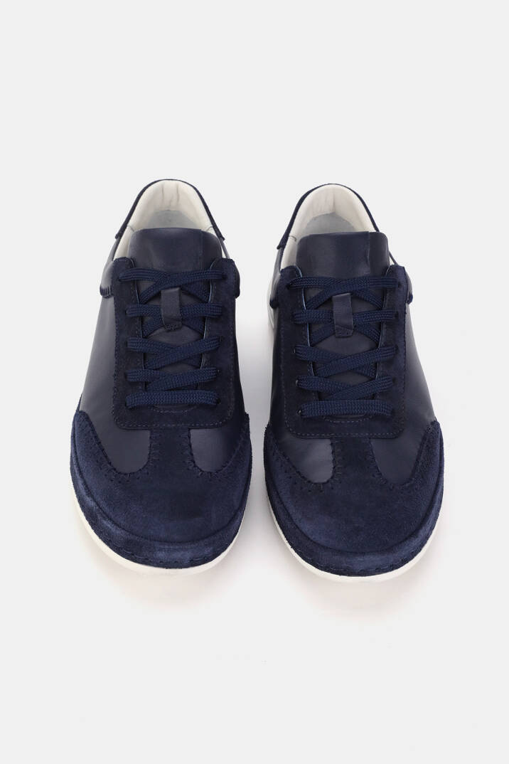 ERKEK LACİVERT SÜET HAKİKİ DOĞAL DERİ SNEAKER AYAKKABI - 4