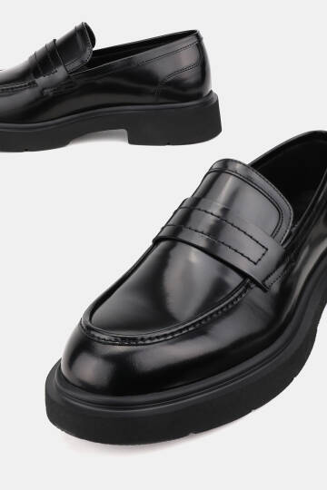 ERKEK SİYAH AÇMA HAKİKİ DOĞAL DERİ EVA TABAN 39-45 NUMARA LOAFER AYAKKABI - 3