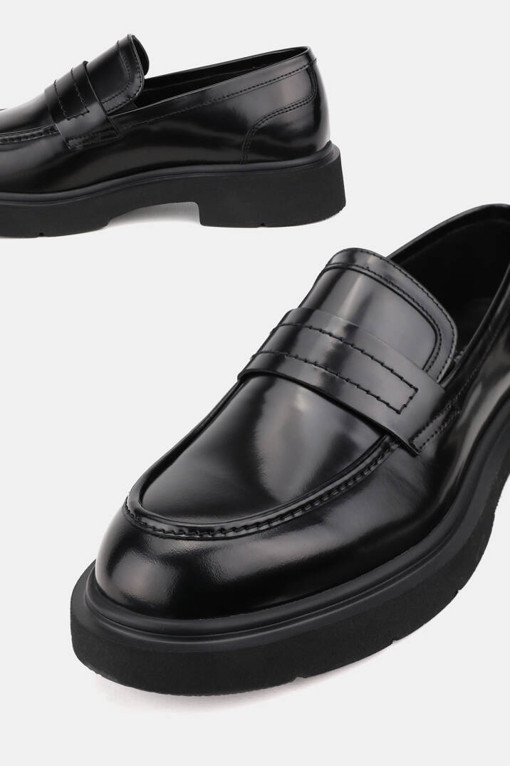 ERKEK SİYAH AÇMA HAKİKİ DOĞAL DERİ EVA TABAN 39-45 NUMARA LOAFER AYAKKABI - 3