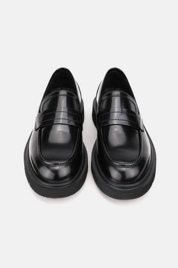 ERKEK SİYAH AÇMA HAKİKİ DOĞAL DERİ EVA TABAN 39-45 NUMARA LOAFER AYAKKABI - 4