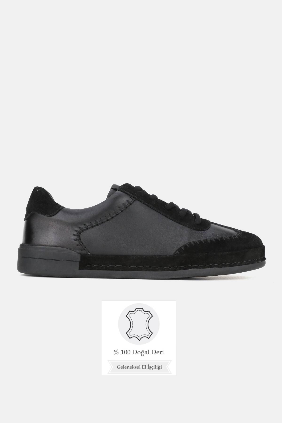 ERKEK SİYAH SÜET HAKİKİ DOĞAL DERİ SNEAKER AYAKKABI