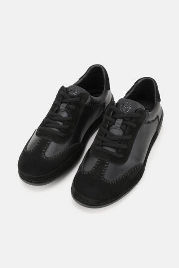 ERKEK SİYAH SÜET HAKİKİ DOĞAL DERİ SNEAKER AYAKKABI - 2