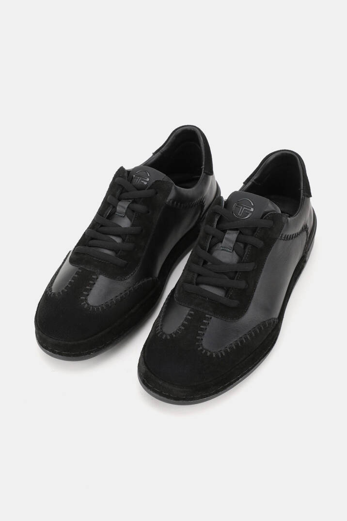 ERKEK SİYAH SÜET HAKİKİ DOĞAL DERİ SNEAKER AYAKKABI - 2