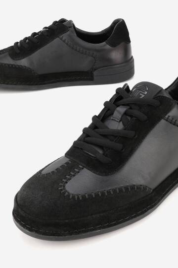 ERKEK SİYAH SÜET HAKİKİ DOĞAL DERİ SNEAKER AYAKKABI - 3