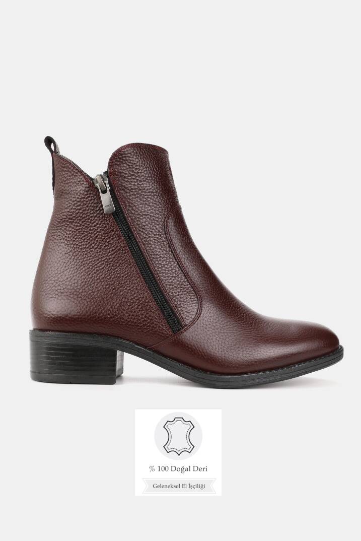 KADIN BORDO HAKİKİ DOĞAL DERİ 36-41 NUMARA BOT & BOOTİE - 1