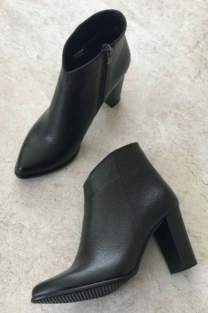 Kadın Siyah Hakiki Deri 35-40 Numara Bot & Bootie - 5