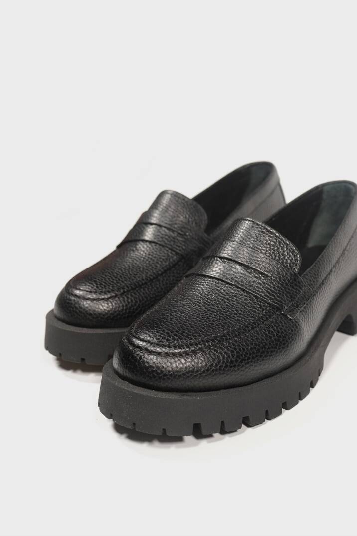 KADIN SİYAH HAKİKİ DOĞAL DERİ LOAFER AYAKKABI - 3