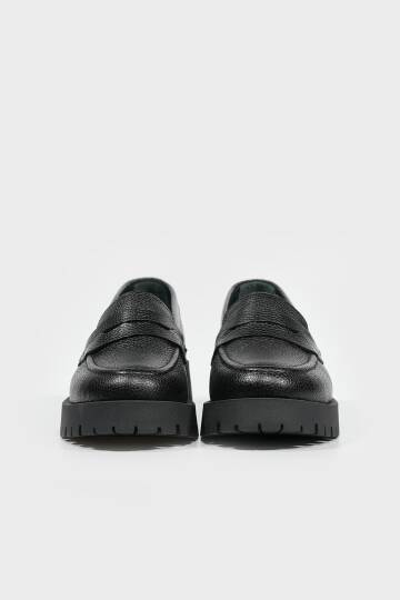 KADIN SİYAH HAKİKİ DOĞAL DERİ LOAFER AYAKKABI - 6